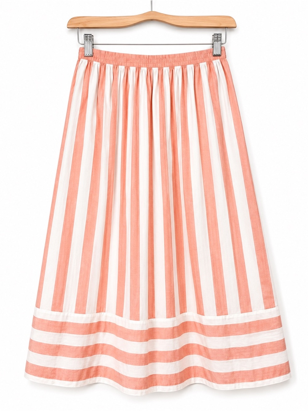 Vintage Evan-Picone Peach White Stripe Midi Skirt USA Made ILGWU Size 4 Boho